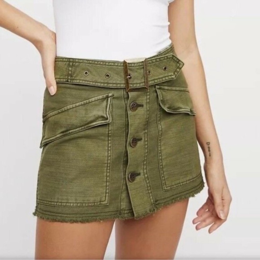Free People Olive Mini Skirt